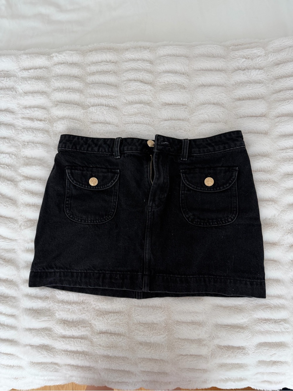 H&M Black Denim Mini Skirt